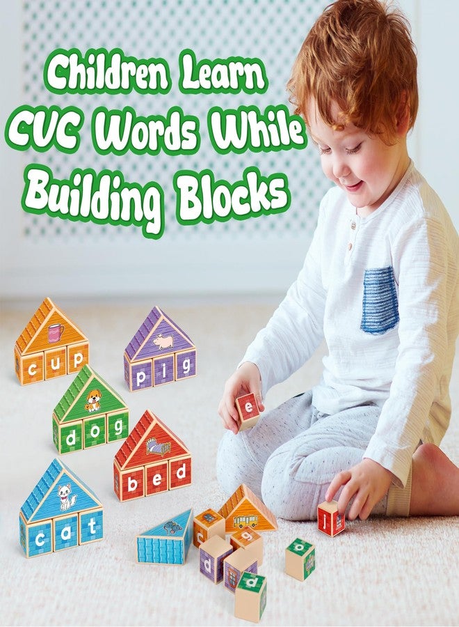 Kasfalci CVC Kasfalci Wooden Alphabet Letter Blocks - Toddler Phonics Games for Learning to Read & Spell, Speech Therapy Toys for Preschool Kindergarten Classroom - Image 2